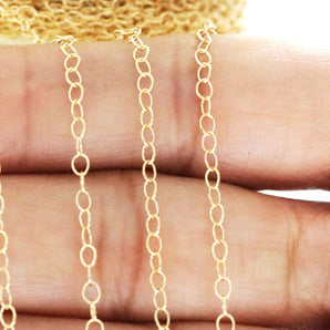 14K Gold Filled Oval Cable Chain, 2.5x2 mm Links, (GF-095)