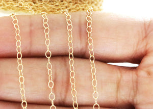 14K Gold Filled Oval Cable Chain, 2.5x2 mm Links, (GF-095)