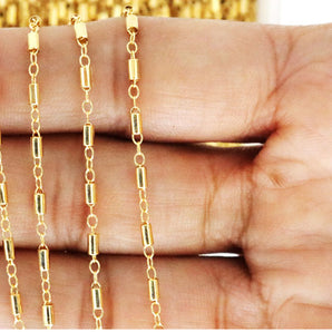 14K Gold Filled Bar & Cable Chain, 3x2.2 mm, (GF-101)
