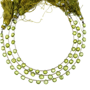 Natural Peridot Faceted Heart Drops, 5x7-6x8 mm, Rich Olive Green color, Peridot Gemstone Beads, (PER-HRT-5-6)(371)