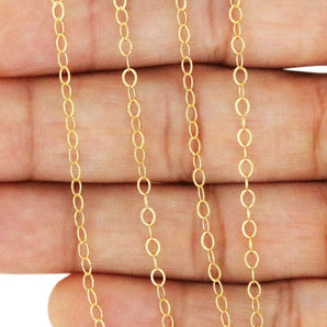 14K Gold Filled Etched Textured Oval Cable Chain, 2.5x2 mm, (GF-114)