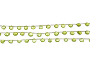 Natural Peridot Faceted Heart Drops, 5x7-6x8 mm, Rich Olive Green color, Peridot Gemstone Beads, (PER-HRT-5-6)(371)