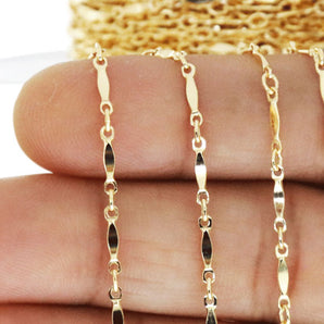 14K Gold Filled Dapped Bar Chain, 8x1.5 mm, (GF-122)