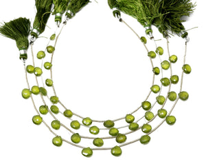 Natural Peridot Faceted Heart Drops, 7-8 mm, Rich Olive Green color, Peridot Gemstone Beads, (PER-HRT-7-8)(372)