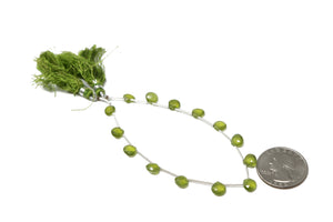 Natural Peridot Faceted Heart Drops, 7-8 mm, Rich Olive Green color, Peridot Gemstone Beads, (PER-HRT-7-8)(372)