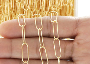 14K Gold Filled Large Paperclip Chain, 15x5 mm links, (GF-160)