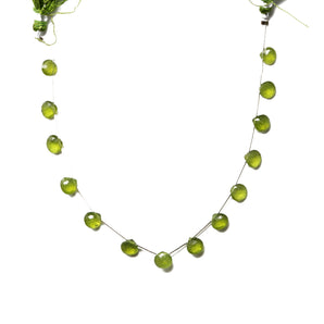 Natural Peridot Faceted Heart Drops, 7-8 mm, Rich Olive Green color, Peridot Gemstone Beads, (PER-HRT-7-8)(372)