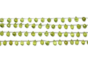 Natural Peridot Faceted Tear Drops, 5x7-6x8 mm, Rich Olive Green color, (PER-TR-5x7-6x8)(375)