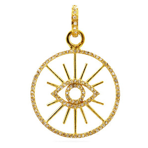 Pave Diamond Halo Evil Eye Rays Pendant, (DPM-1180)