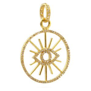 Pave Diamond Halo Evil Eye Rays Pendant, (DPM-1180)