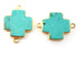 Gold Electroplated Turquoise Cross Bezel Connector, 25 mm, (BZCT-1102)