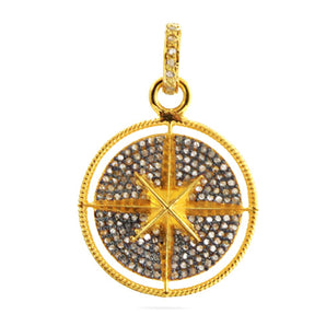 Pave Diamond Compass True North Star Pendant, (DPS-148)
