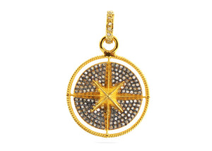 Pave Diamond Compass True North Star Pendant, (DPS-148)