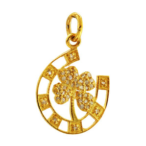 Pave Diamond Lucky Horse Shoe Clover Pendant, (DPS-147)