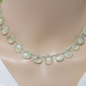 Natural Prehnite Faceted Heart Drops, 10-12 mm, Rich Color, Prehnite Gemstone Beads, (PREN-HRT-10-12)(377)