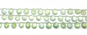 Natural Prehnite Faceted Pear Drops, 8x11-9x13 mm, Rich Color, Prehnite Gemstone Beads, (PREN-PR-8x11-9x13)(378)