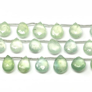 Natural Prehnite Faceted Pear Drops, 8x11-9x13 mm, Rich Color, Prehnite Gemstone Beads, (PREN-PR-8x11-9x13)(378)