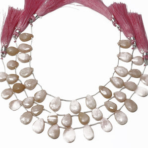 Natural Australian Faceted Pink Opal Pear Drops, 8x11-9x13 mm, Rich Color, Opal Gemstone Beads, (POP-PR-8x11-9x13)(379)