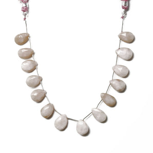 Natural Australian Faceted Pink Opal Pear Drops, 8x11-9x13 mm, Rich Color, Opal Gemstone Beads, (POP-PR-8x11-9x13)(379)