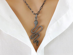 Pave Diamond Snake Pendant, (DPL-2431)