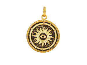 Pave Diamond Eye of the Sun Medallion Pendant, (DPL-2436)