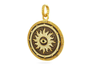 Pave Diamond Eye of the Sun Medallion Pendant, (DPL-2436)