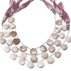 Natural Australian Faceted Pink Opal Heart Drops, 10-12 mm, Rich Color, Opal Gemstone Beads, (POP-HRT-10-12)(384)
