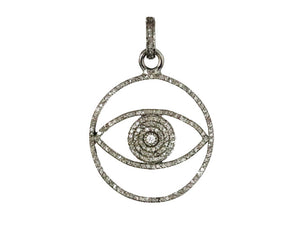 Pave Diamond Open Circle Evil Eye Pendant, (DPM-1185)