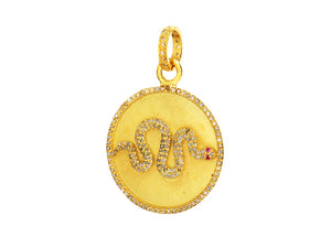Pave Diamond Snake Medallion Pendant, (DPM-1184)