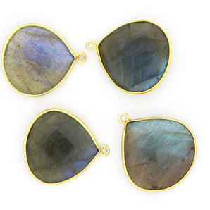 Gold Plated Faceted Labradorite Heart Bezel, 22 mm, (BZCT-1004) - Beadspoint