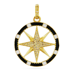 Pave Diamond Compass Medallion Pendant, (DPM-1181)