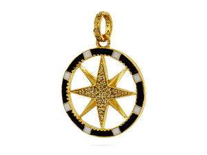 Pave Diamond Compass Medallion Pendant, (DPM-1181)