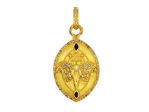 Pave Diamond Sacred Queen Bee Pendant with Sapphire, (DPM-1198)