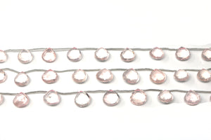 Rose Quartz Faceted Heart Drops, 11-12 mm, Rich Color, Quartz Gemstone Beads, (RQ-HRT-11-12)(387)
