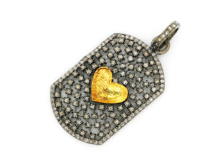 Pave Diamond Heart Rectangle Pendant, (DPT-3008) - Beadspoint