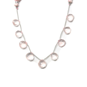 Rose Quartz Faceted Heart Drops, 11-12 mm, Rich Color, Quartz Gemstone Beads, (RQ-HRT-11-12)(387)