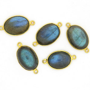 Gold Plated Smooth Labradorite Oval Bezel , 14x17 mm, (BZC-1018) - Beadspoint