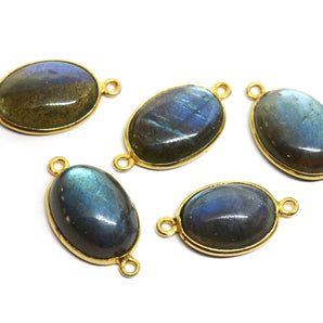 Gold Plated Smooth Labradorite Oval Bezel , 14x17 mm, (BZC-1018) - Beadspoint