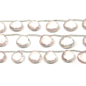 Rose Quartz Faceted Heart Drops, 15-17 mm, Rich Color, Quartz Gemstone Beads, (RQ-HRT-15-17)(389)