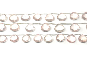 Rose Quartz Faceted Heart Drops, 15-17 mm, Rich Color, Quartz Gemstone Beads, (RQ-HRT-15-17)(389)