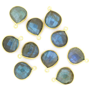 Gold Plated Faceted Labradorite Heart Bezel , 14-15 mm, (BZC-1021) - Beadspoint