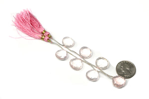 Rose Quartz Faceted Heart Drops, 15-17 mm, Rich Color, Quartz Gemstone Beads, (RQ-HRT-15-17)(389)
