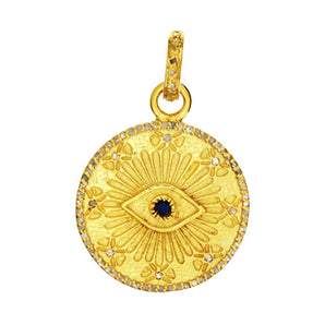 Pave Diamond Evil Eye Medallion Pendant, (DPM-1193)