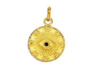 Pave Diamond Evil Eye Medallion Pendant, (DPM-1193)