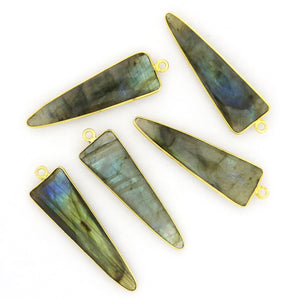 Gold Plated Faceted Labradorite Triangle Bezel , 12x38 mm, (BZC-1023) - Beadspoint