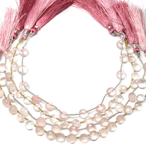 Rose Quartz Faceted Onion Drops, 6-8 mm, Rich Color, Quartz Gemstone Beads, (RQ-ON-6-8)(390)