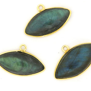 Gold Plated Smooth Labradorite Eye Bezel , 13x27 mm, (BZC-1024) - Beadspoint