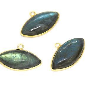 Gold Plated Smooth Labradorite Eye Bezel , 13x27 mm, (BZC-1024) - Beadspoint