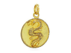 Pave Diamond Snake Medallion Pendant, (DPM-1194)