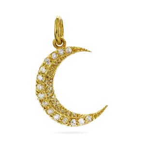 Pave Diamond Crescent Moon Charm Pendant, (DPM-1196)
